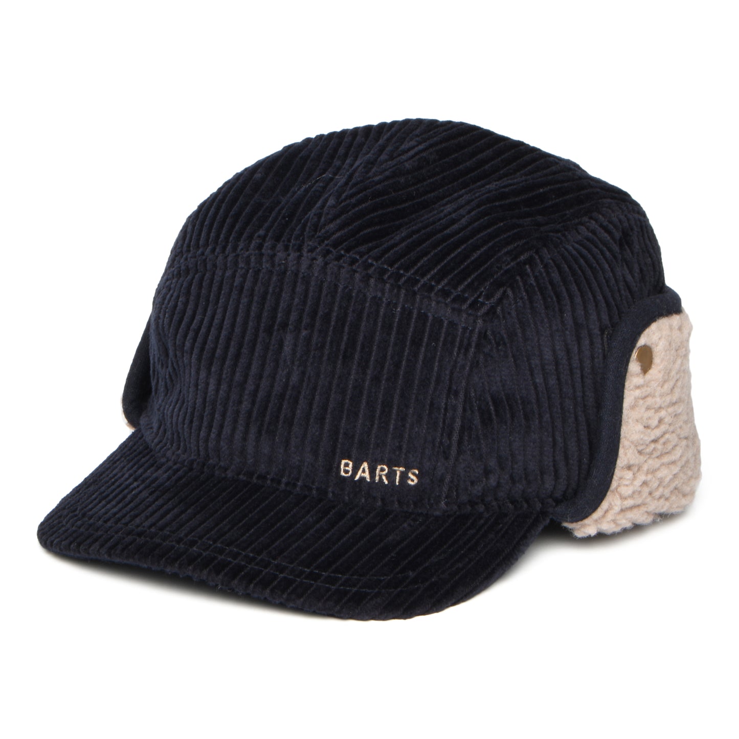 Barts Hats Rayner Corduroy 5 Panel Cap with Earflaps - Dark Navy