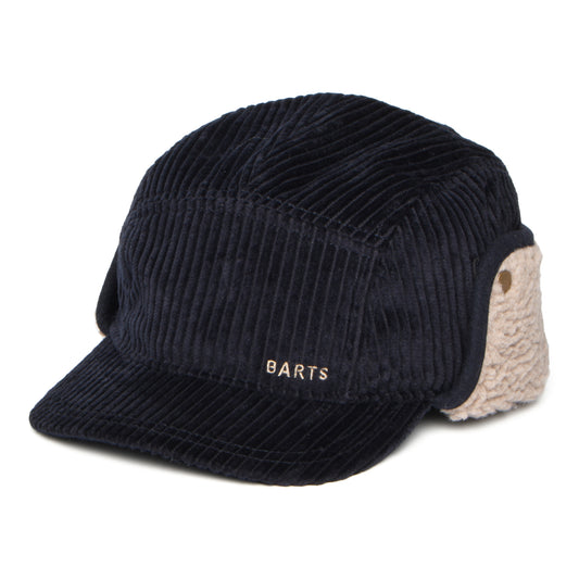 Barts Hats Rayner Corduroy 5 Panel Cap with Earflaps - Dark Navy
