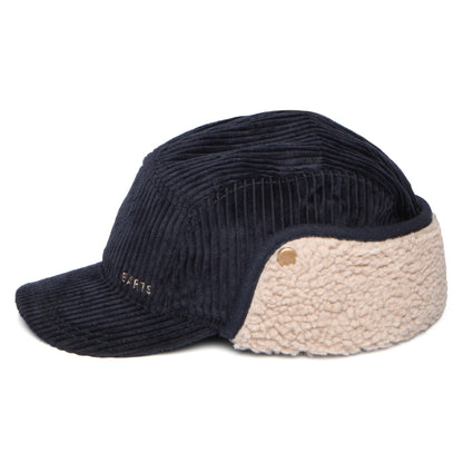 Barts Hats Rayner Corduroy 5 Panel Cap with Earflaps - Dark Navy