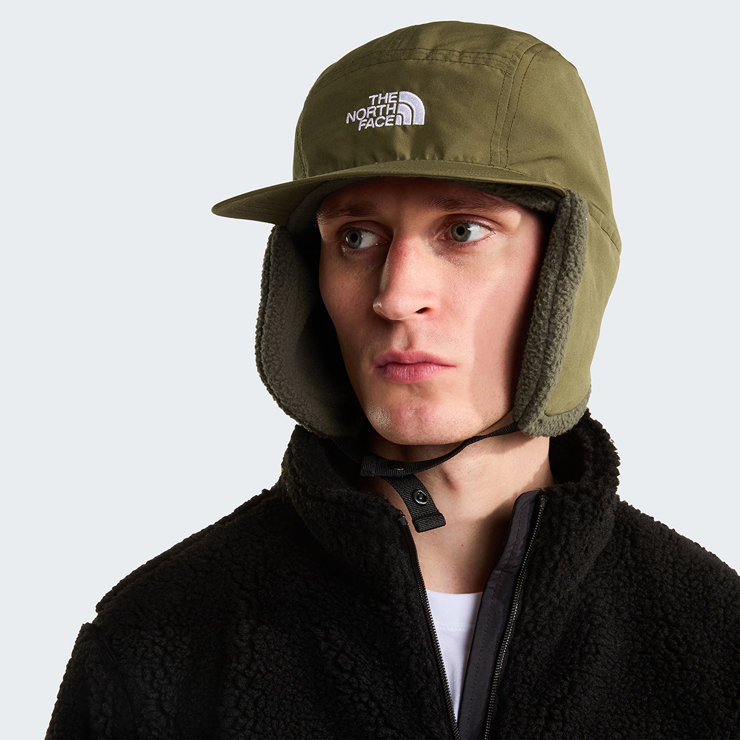 The North Face Hats Yumiori Water Repellent 5 Panel Cap With Earflaps - Moss-Olive
