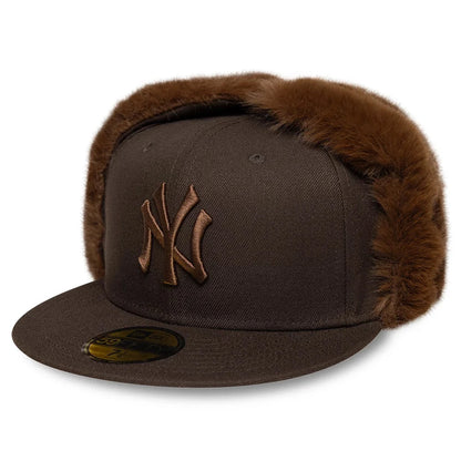 New Era 59FIFTY New York Yankees Baseball Cap with Earflaps - MLB World Series Dogear - Brown