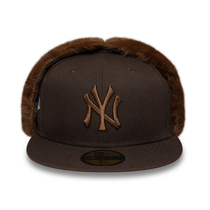 New Era 59FIFTY New York Yankees Baseball Cap with Earflaps - MLB World Series Dogear - Brown
