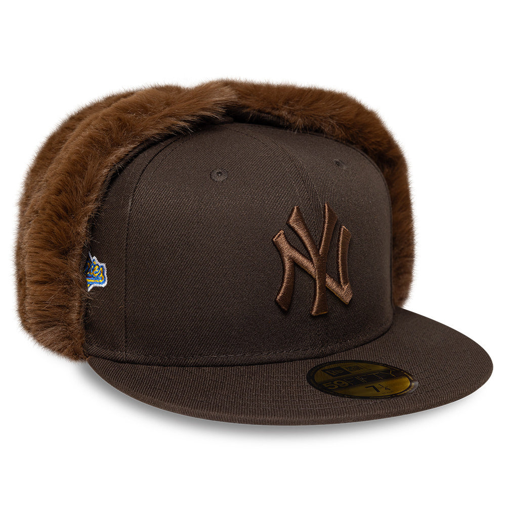 New Era 59FIFTY New York Yankees Baseball Cap with Earflaps - MLB World Series Dogear - Brown