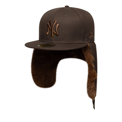 New Era 59FIFTY New York Yankees Baseball Cap with Earflaps - MLB World Series Dogear - Brown