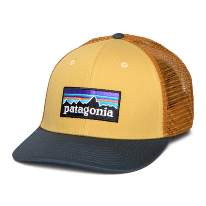 Patagonia Hats P-6 Logo Organic Cotton Trucker Cap - Tan-Slate Blue