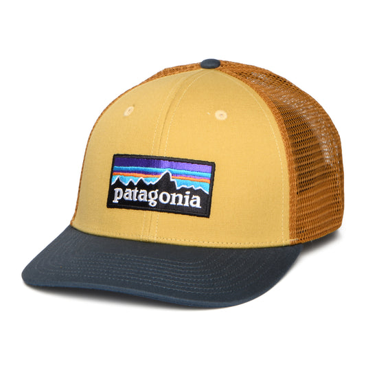 Patagonia Hats P-6 Logo Organic Cotton Trucker Cap - Tan-Slate Blue