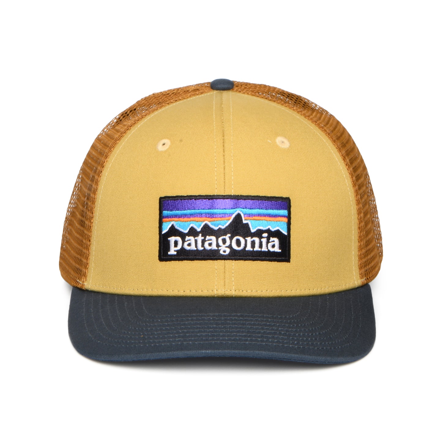Patagonia Hats P-6 Logo Organic Cotton Trucker Cap - Tan-Slate Blue