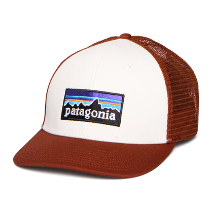 Patagonia Hats P-6 Logo Organic Cotton Trucker Cap - White-Rust