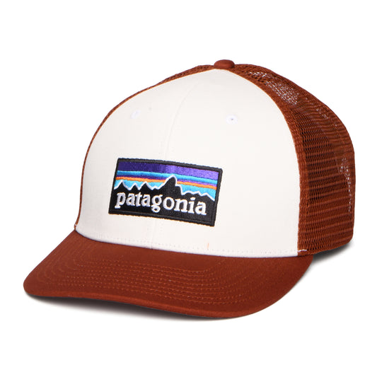 Patagonia Hats P-6 Logo Organic Cotton Trucker Cap - White-Rust