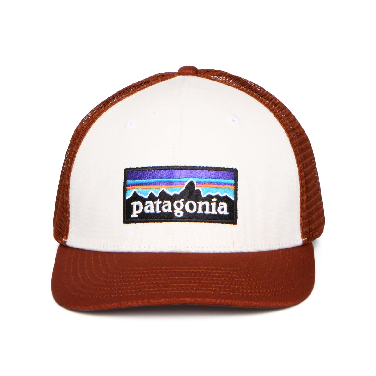 Patagonia Hats P-6 Logo Organic Cotton Trucker Cap - White-Rust
