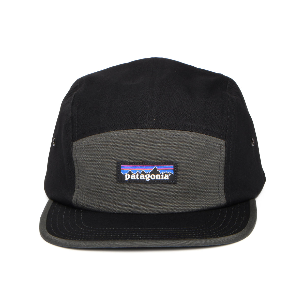 Patagonia Hats P-6 Label Graphic Maclure Organic Cotton 5 Panel Cap - Black-Grey