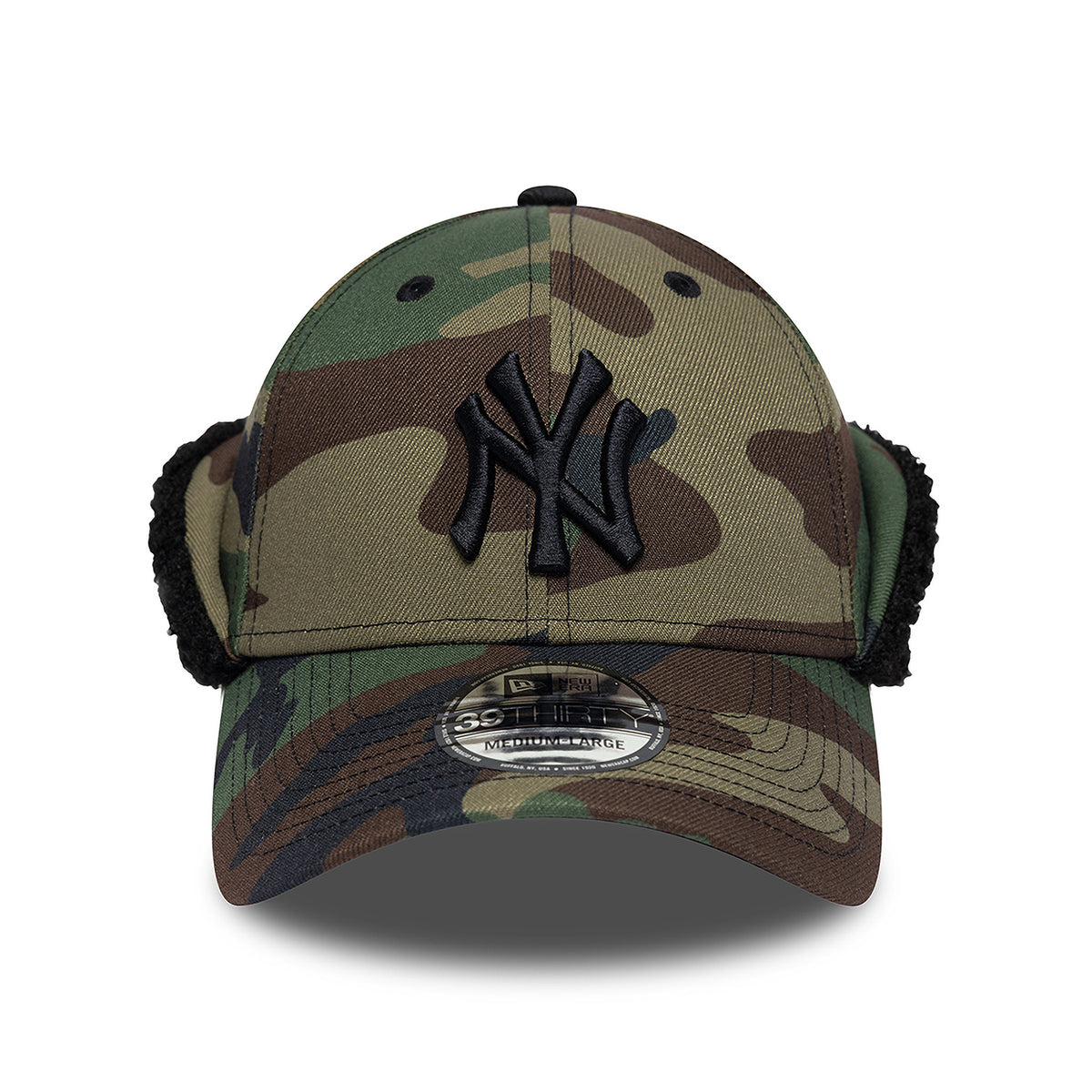 New Era 39THIRTY New York Yankees Baseball Cap - MLB Down Flap - Camo-Black