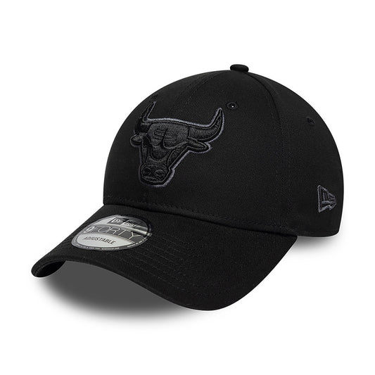 New Era 9FORTY Chicago Bulls Baseball Cap - NBA Team Outline - Black-Dark Grey