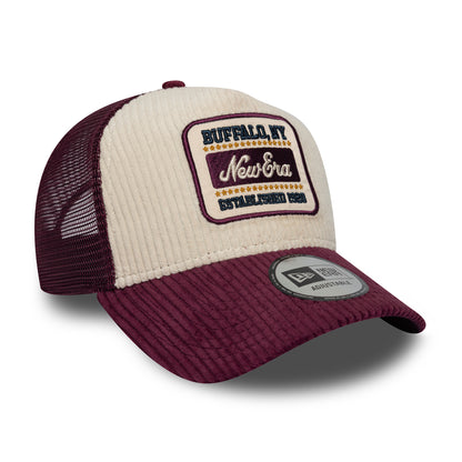 New Era 9FORTY A-Frame Trucker Cap - Cord Visor - Stone-Maroon