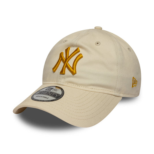 New Era 9TWENTY New York Yankees Baseball Cap - MLB League Essential - Cream-Honey