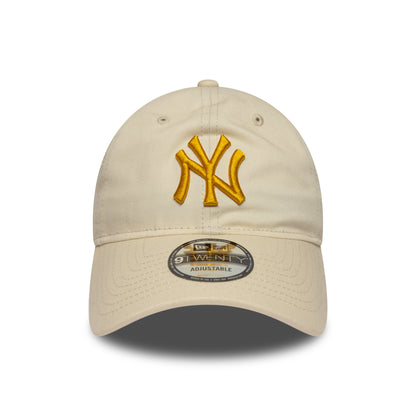 New Era 9TWENTY New York Yankees Baseball Cap - MLB League Essential - Cream-Honey