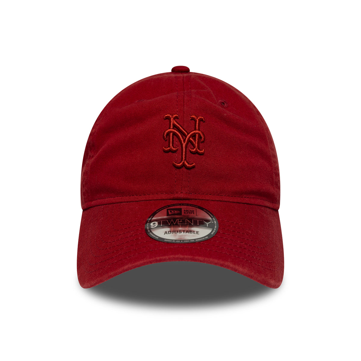 New Era 9TWENTY New York Mets Baseball Cap - MLB Washed Midi Logo - Deep Red