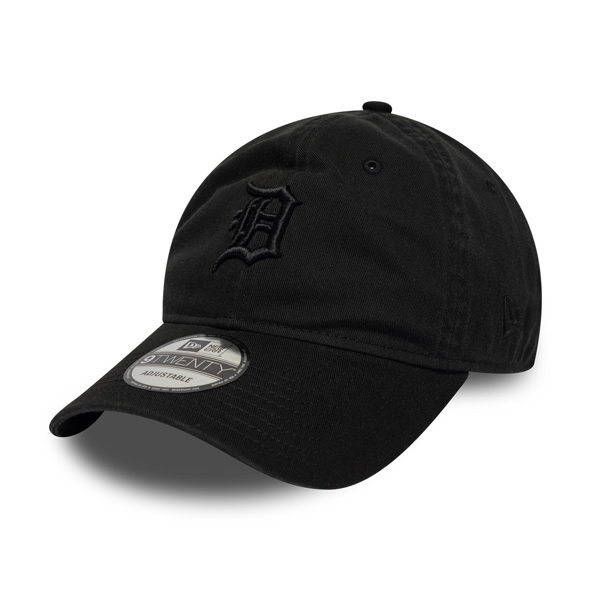 New Era 9TWENTY Detroit Tigers Baseball Cap - MLB Washed Midi Logo - Black On Black