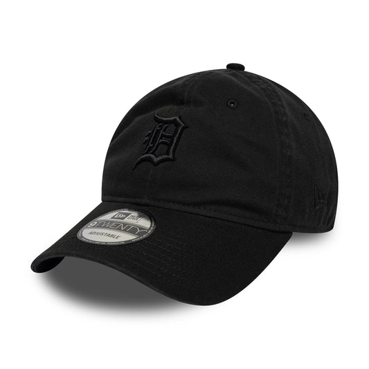New Era 9TWENTY Detroit Tigers Baseball Cap - MLB Washed Midi Logo - Black On Black