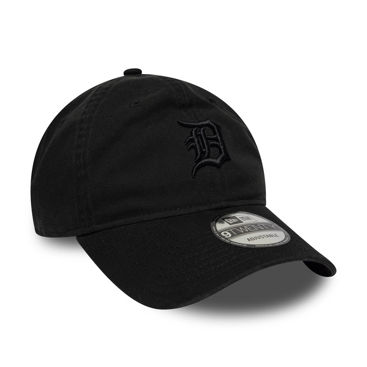 New Era 9TWENTY Detroit Tigers Baseball Cap - MLB Washed Midi Logo - Black On Black