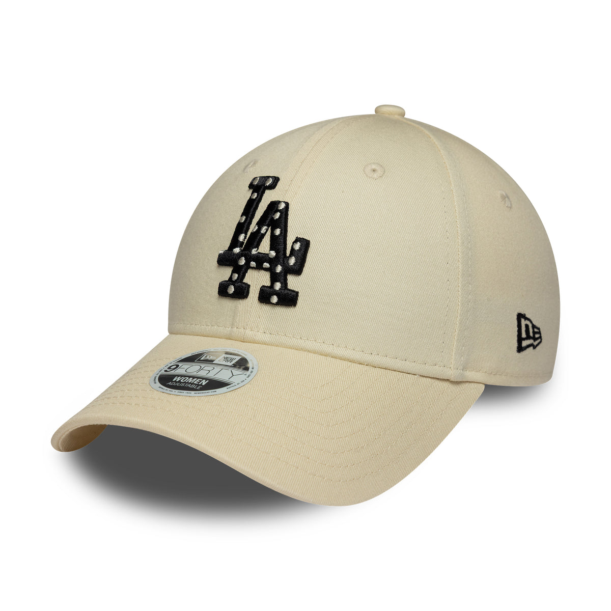 New Era Womens 9FORTY L.A. Dodgers Baseball Cap - MLB Polka Dot Infill - Cream-Black