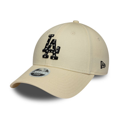 New Era Womens 9FORTY L.A. Dodgers Baseball Cap - MLB Polka Dot Infill - Cream-Black