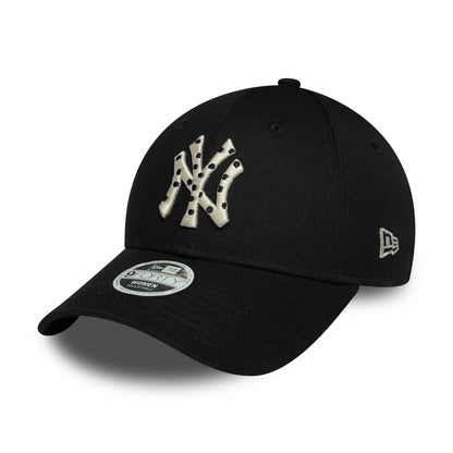 New Era Womens 9FORTY New York Yankees Baseball Cap - MLB Polka Dot Infill - Black-Cream