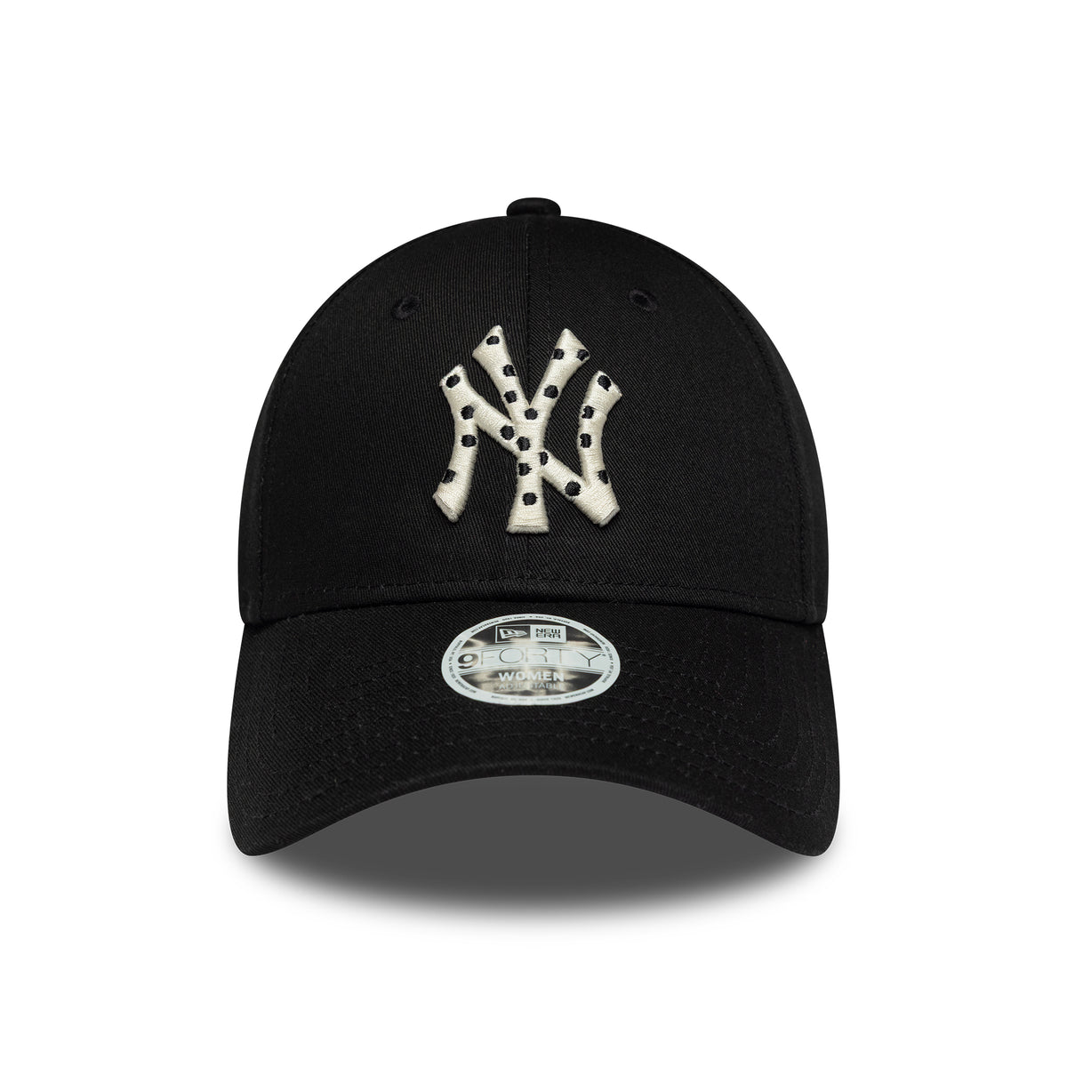 New Era Womens 9FORTY New York Yankees Baseball Cap - MLB Polka Dot Infill - Black-Cream