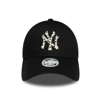 New Era Womens 9FORTY New York Yankees Baseball Cap - MLB Polka Dot Infill - Black-Cream