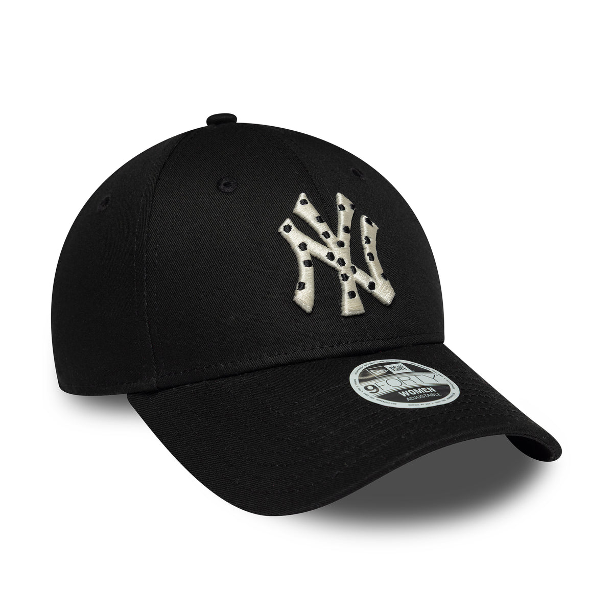 New Era Womens 9FORTY New York Yankees Baseball Cap - MLB Polka Dot Infill - Black-Cream