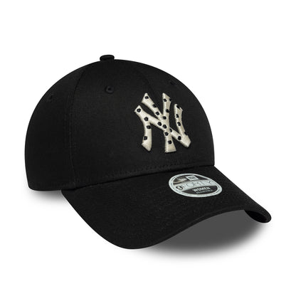 New Era Womens 9FORTY New York Yankees Baseball Cap - MLB Polka Dot Infill - Black-Cream
