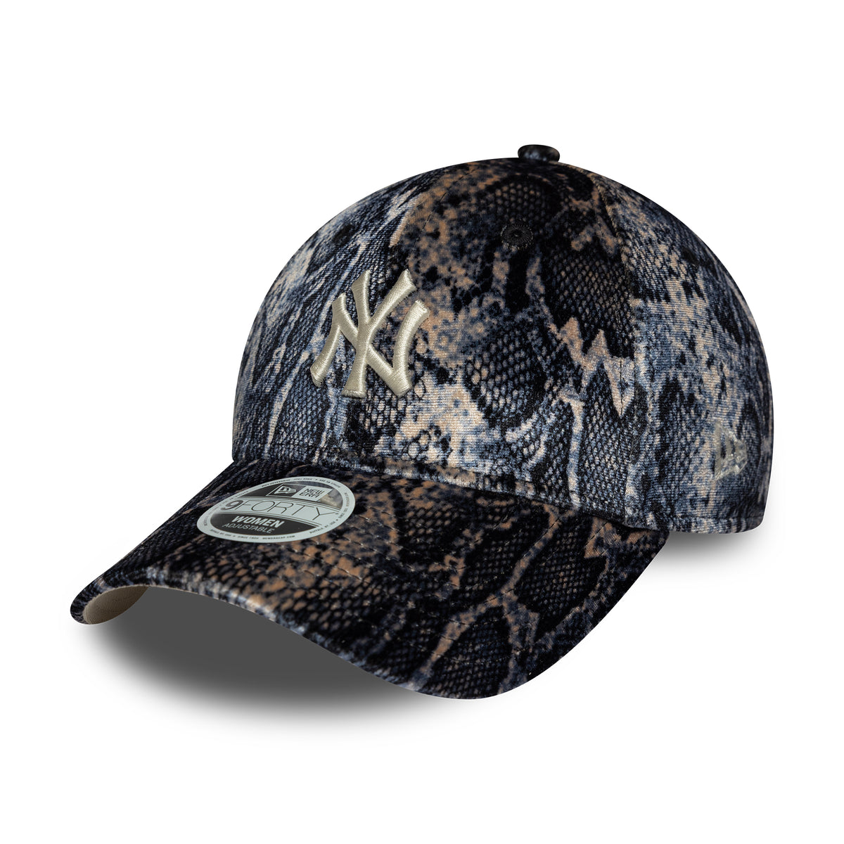 New Era Womens 9FORTY New York Yankees Baseball Cap - MLB Snake Print - Black-Beige