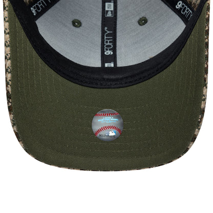 New Era Womens 9FORTY M-Crown L.A. Dodgers Baseball Cap - MLB Houndstooth - Camel-Olive