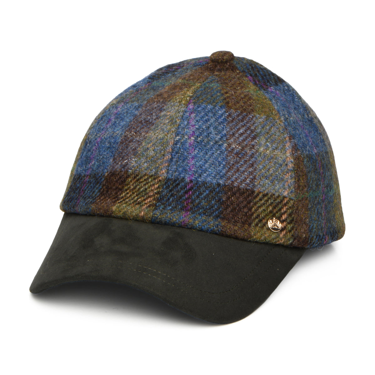 Failsworth Hats Womens HARRIS TWEED Baseball Cap - Moss-Blue