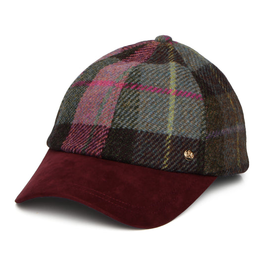 Failsworth Hats Womens HARRIS TWEED Baseball Cap - Burgundy-Moss