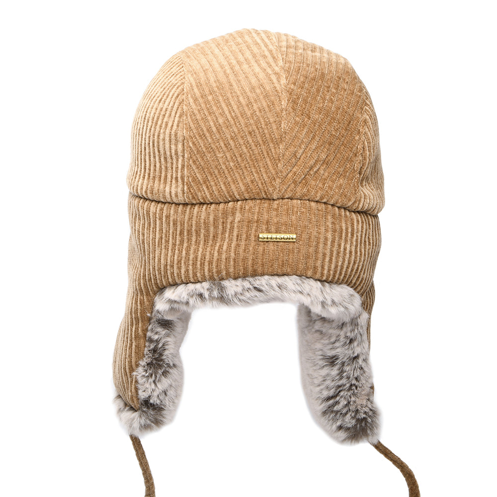 Stetson Hats Bomber Jersey Corduroy Trapper Hat - Beige
