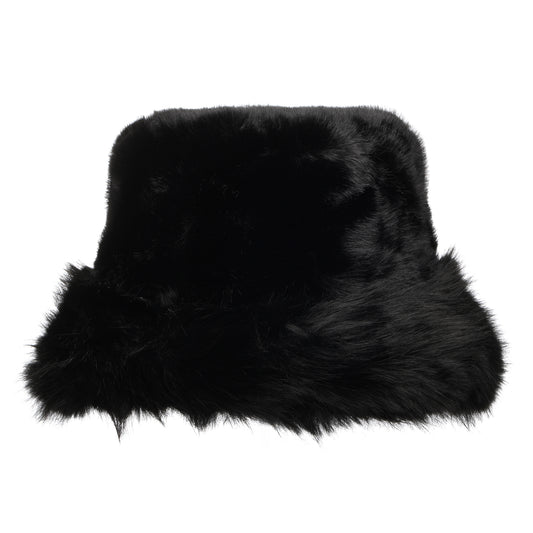 Whiteley Hats Faux Fur Winter Bucket Hat - Black