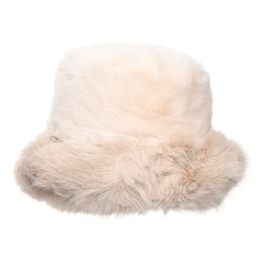 Whiteley Hats Faux Fur Winter Bucket Hat - Oatmeal