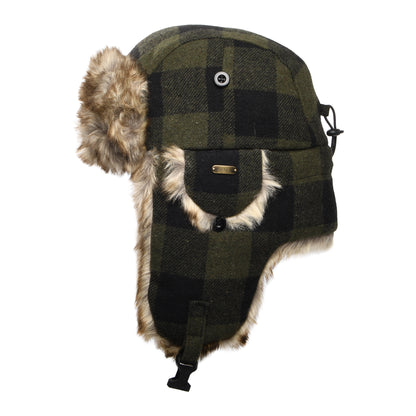Scala Hats Saint Cloud Plaid Trapper Hat - Olive