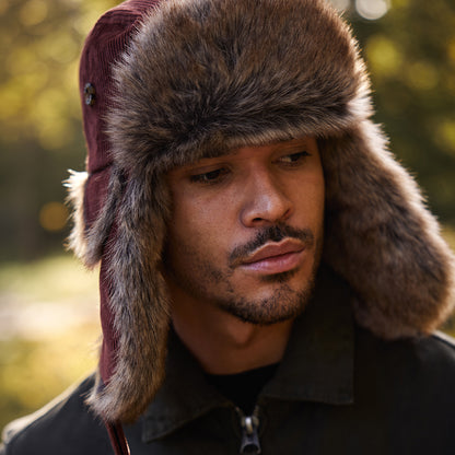 Barts Hats Rib Bomber Corduroy Trapper Hat - Rust