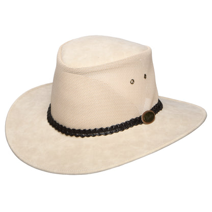 Denton Hats Voyager Faux Leather Vented Outback Hat - Beige