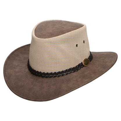 Denton Hats Voyager Faux Leather Vented Outback Hat - Brown