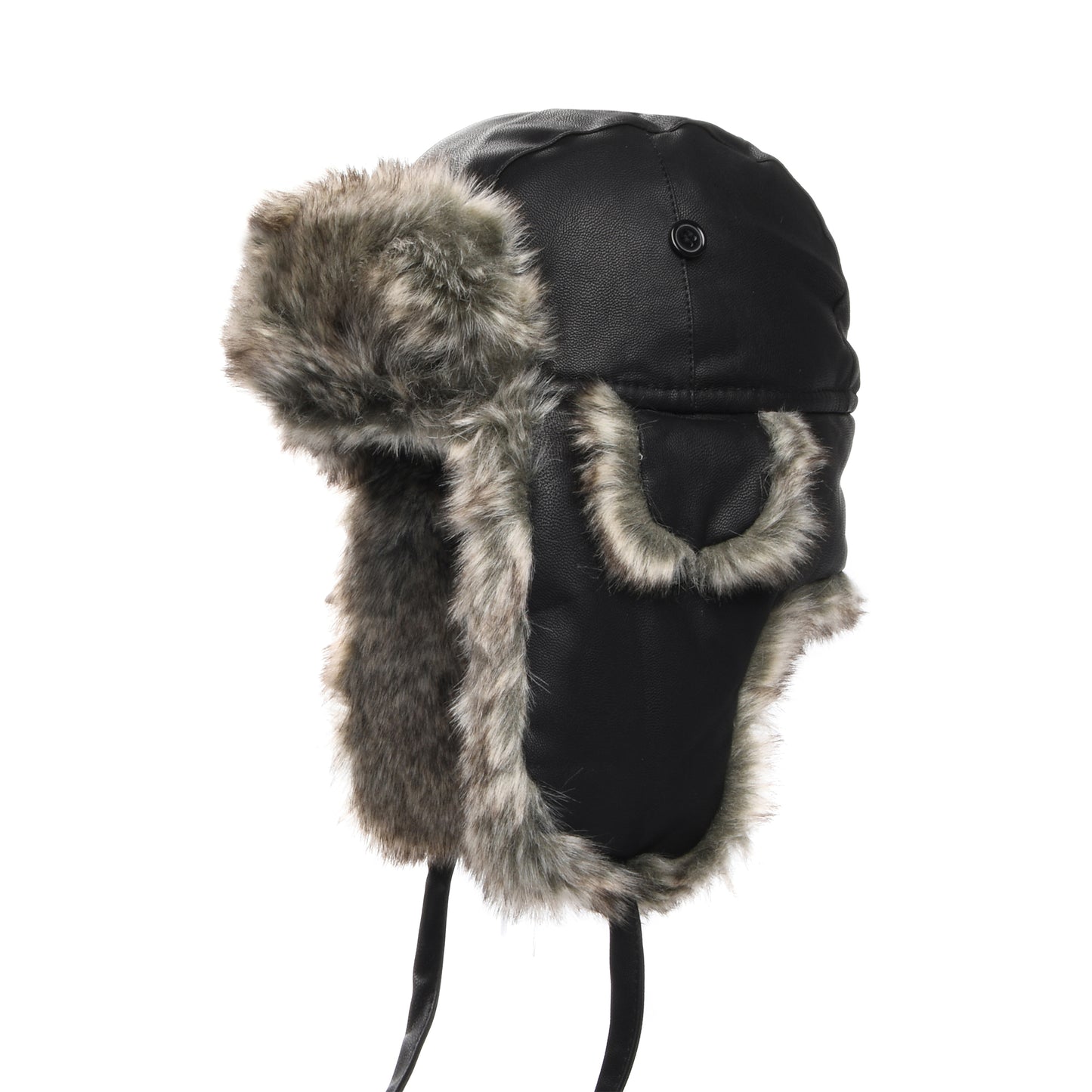Jaxon & James Washed Faux Leather Trapper Hat - Black
