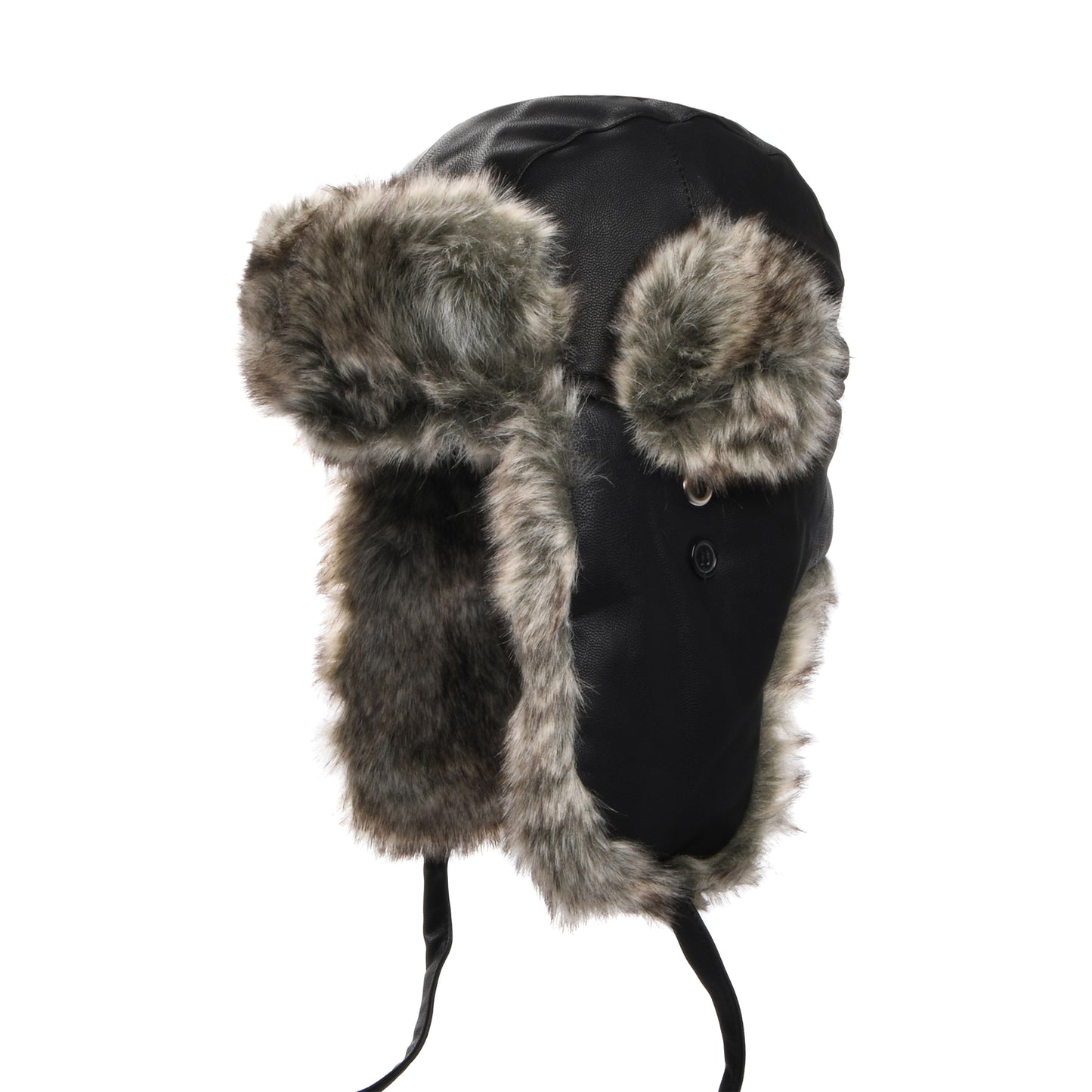 Jaxon & James Washed Faux Leather Trapper Hat - Black