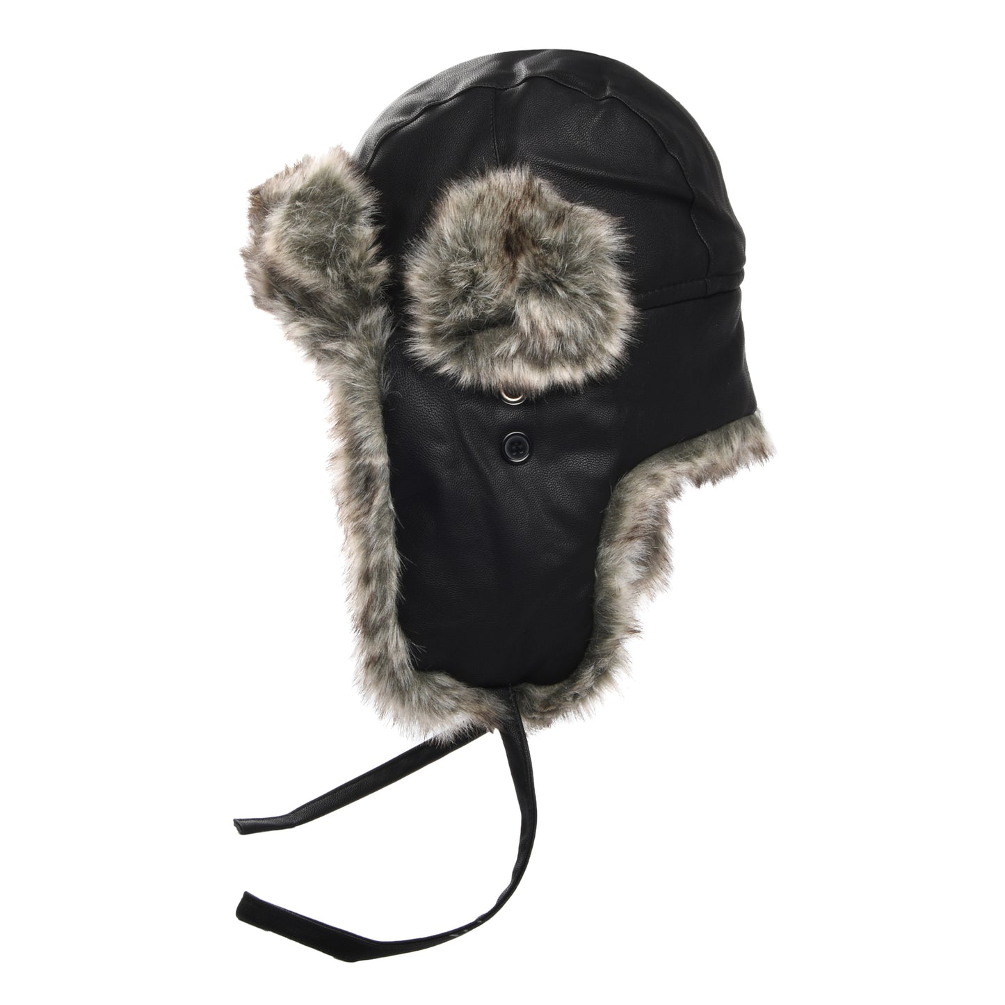 Jaxon & James Washed Faux Leather Trapper Hat - Black