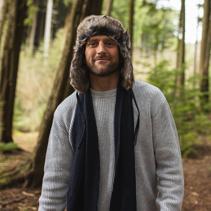 Jaxon & James Washed Faux Leather Trapper Hat - Black