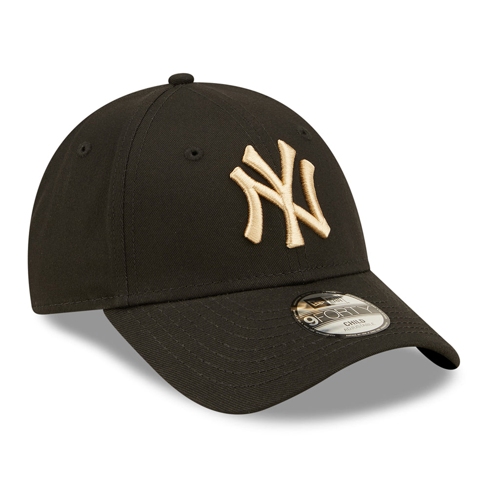 New Era Kids 9FORTY New York Yankees Baseball Cap - MLB League Essential - Black-Oatmeal