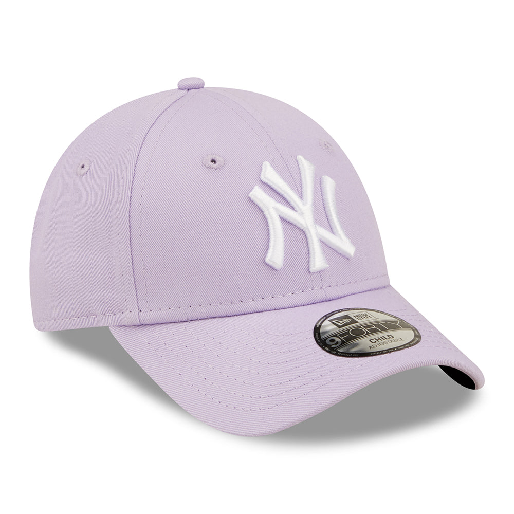 New Era Kids 9FORTY New York Yankees Baseball Cap - MLB League Essential - Lilac-White