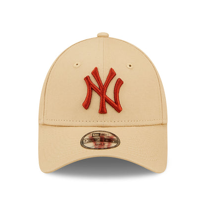 New Era Kids 9FORTY New York Yankees Baseball Cap - MLB League Essential - Oatmeal-Orange