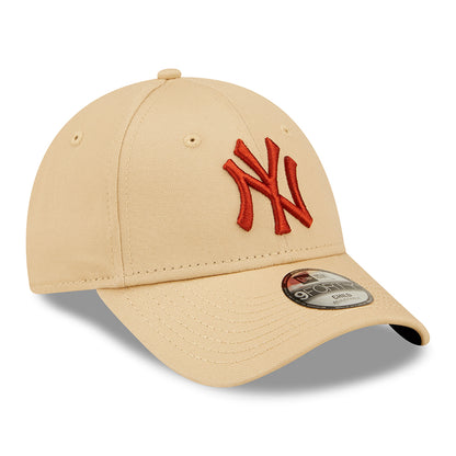 New Era Kids 9FORTY New York Yankees Baseball Cap - MLB League Essential - Oatmeal-Orange